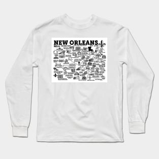 New Orleans Map Long Sleeve T-Shirt